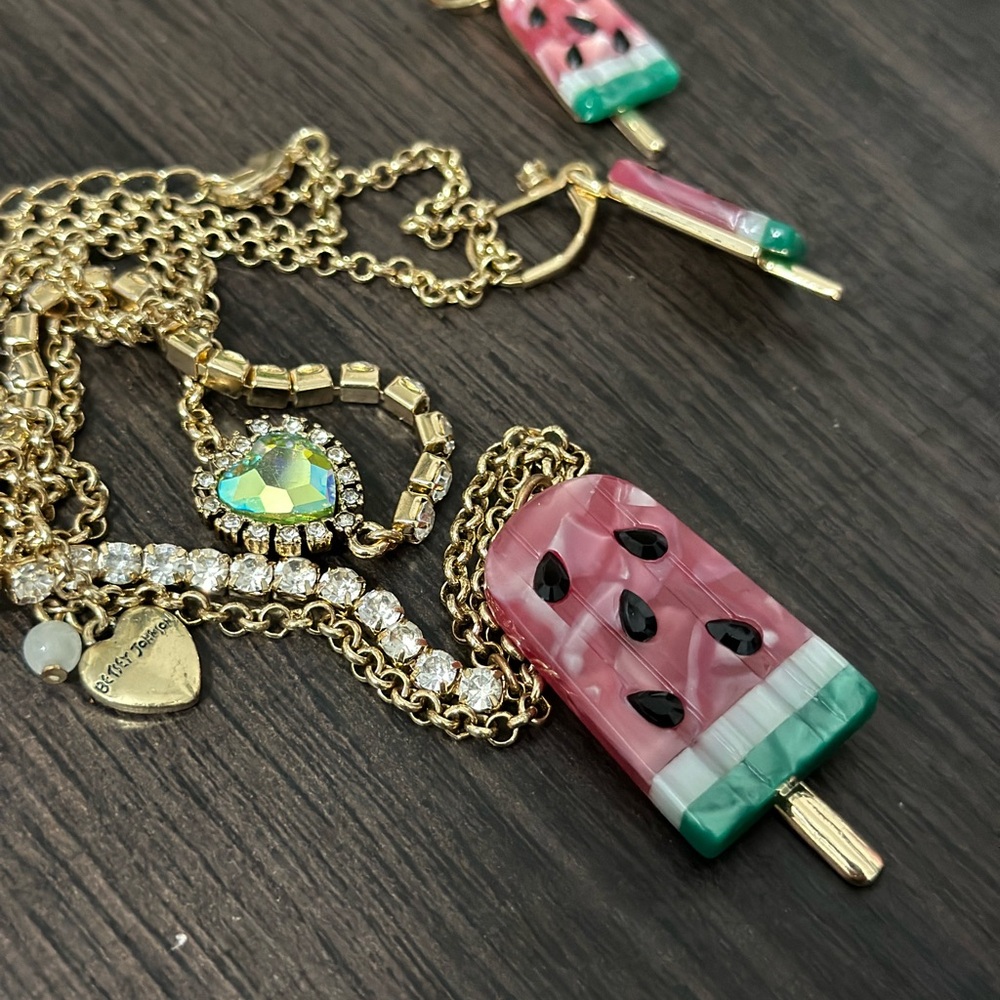 Betsey Johnson watermelon necklace and earrings set